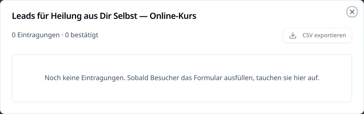Leads-Dialog mit Spalte Mail-Sequenz und CSV-Export